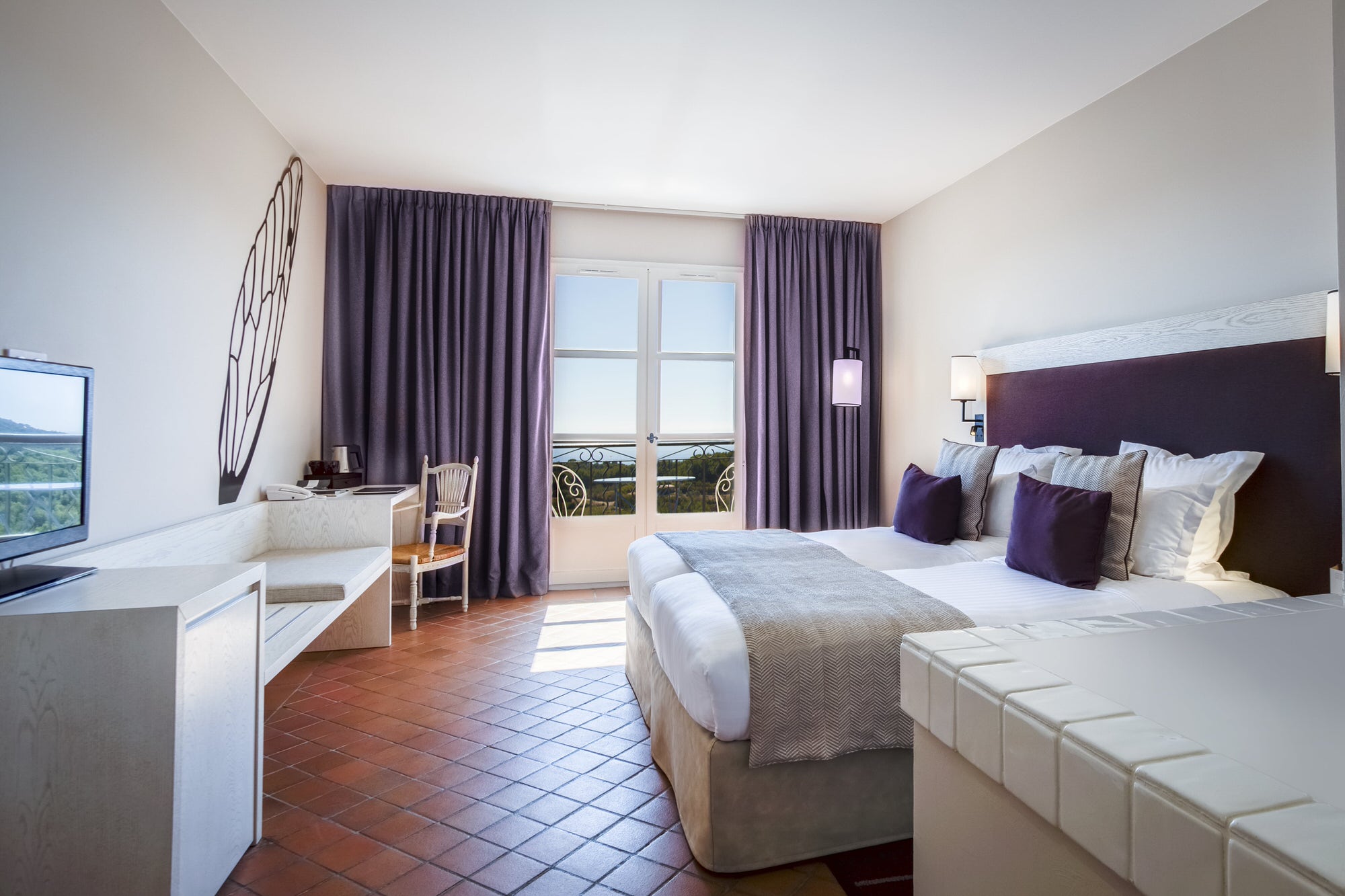 chambre d'hôtel au Dolce Fregate Provence. Vue de la chambre
