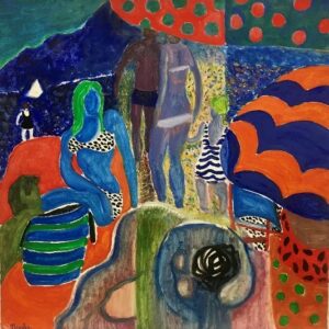 Plage, 1975, huile sur toile